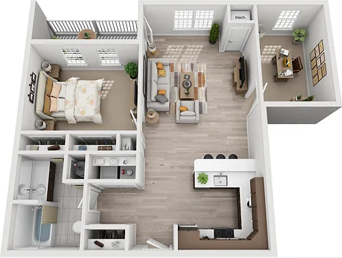 Floor plan 1 Bedroom with Den