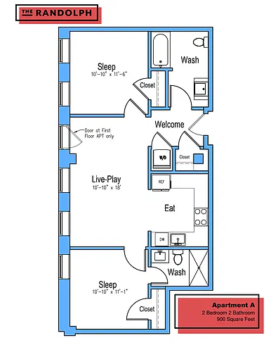 Floor plan 2Bed 2Bath A