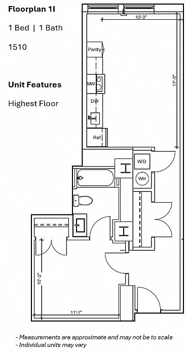 Floor plan 1BR 1I