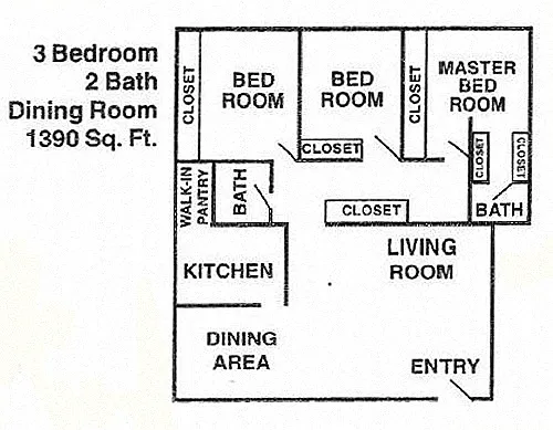 Floor plan 3 Bed 2 Bath