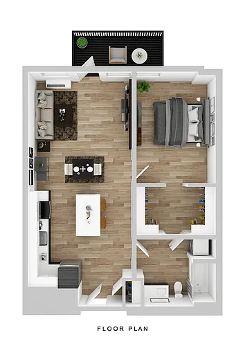 Floor plan Cascara - 1 Bed A1 Small Balcony