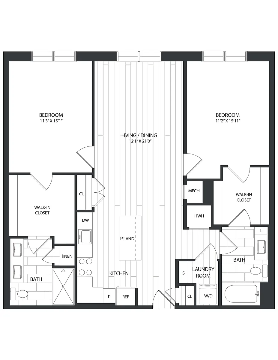 Floor plan 2 Bed/2 Bath-B1A