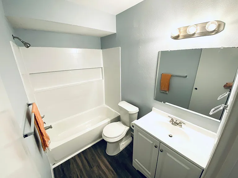 Upstairs bathroom (doorknob will be installed before tenant moves in). Brand new everything.