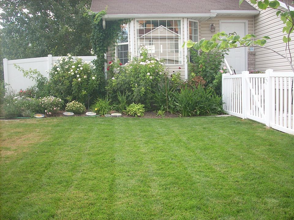View from front yard towards front door.
