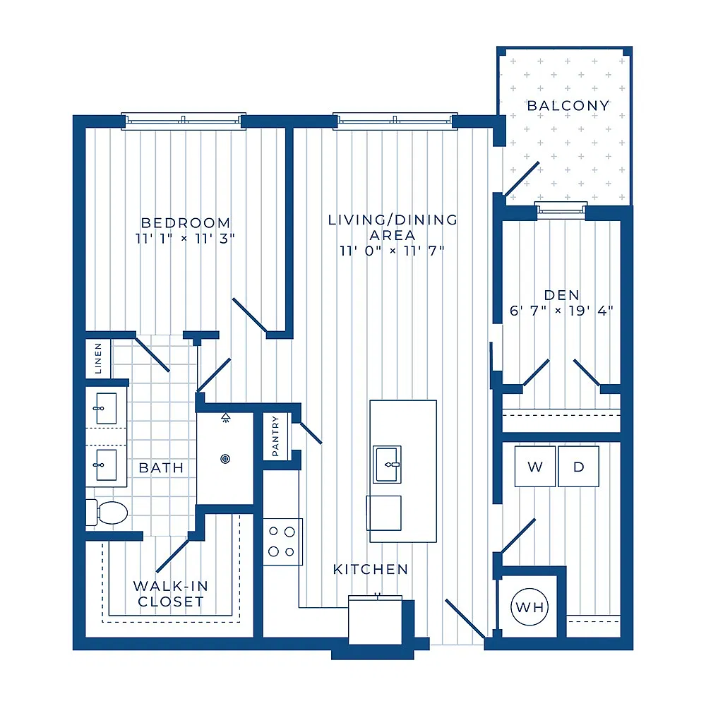 Floor plan A2: 1 Bed 1 Bath