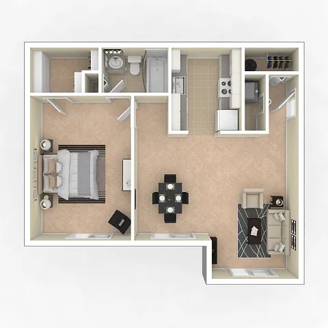 Floor plan 1 X 1 Brandywine Apartments 2