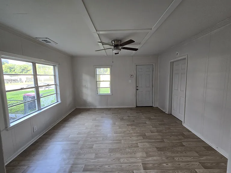 view of living room from kitchen area.