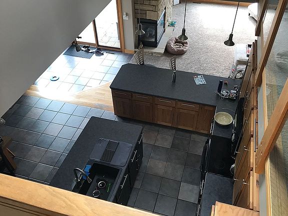 View of kitchen from loft