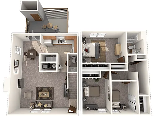 Floor plan Three Bedroom Townhome