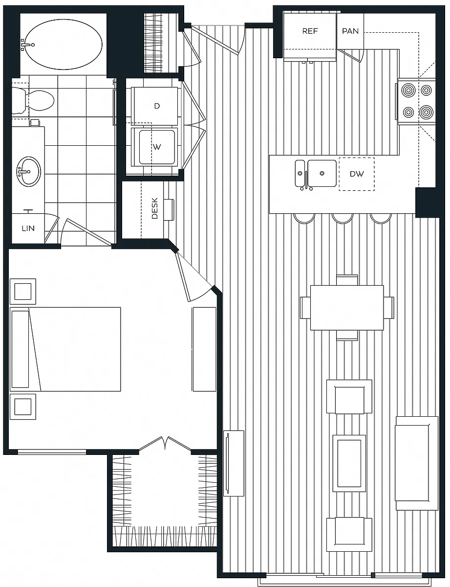 Floor plan 1 Bed/1 Bath-C