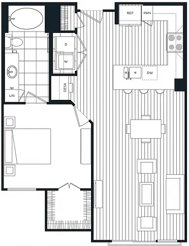 Floor plan 1 Bed/1 Bath-C