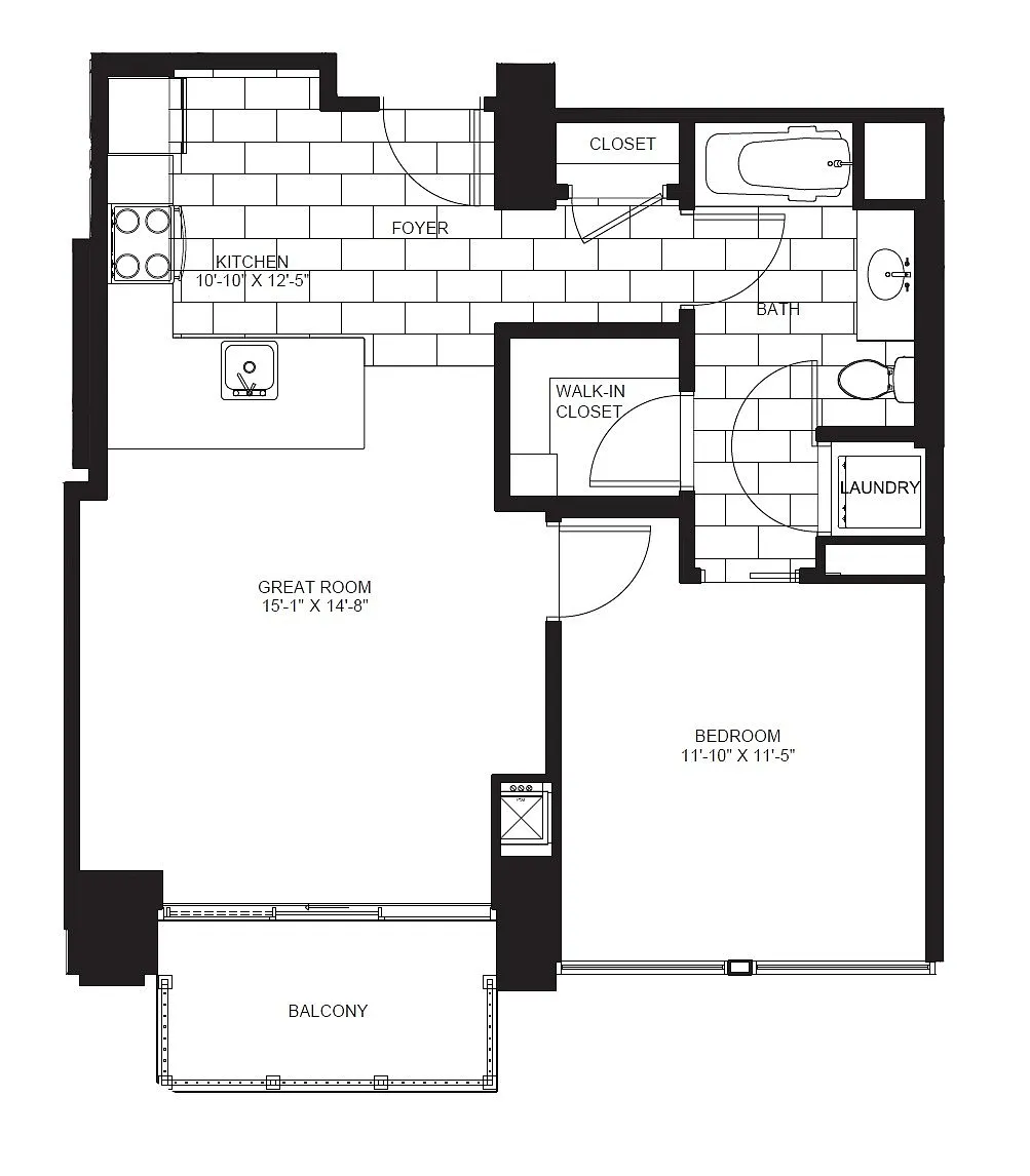 Floor plan One Bedroom A5
