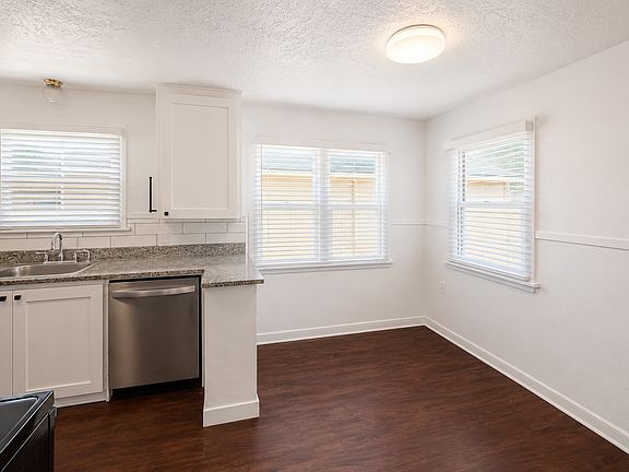 View from the hall into the kitchen.