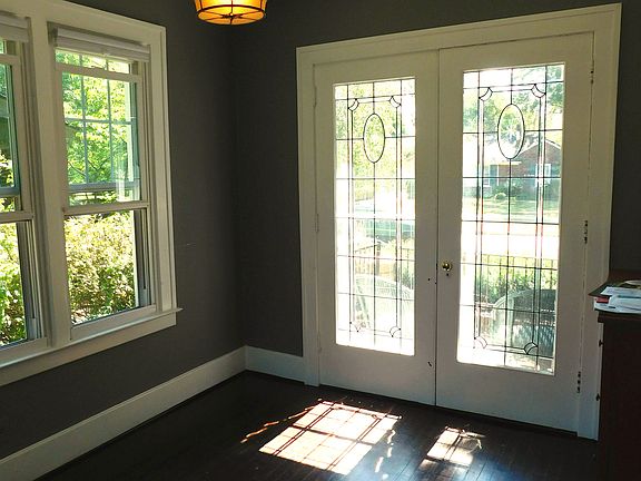 Leaded glass french doors
