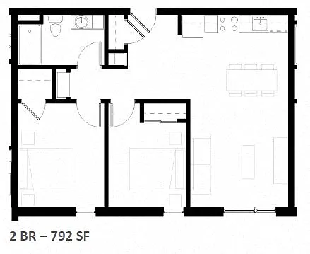 Floor plan Two Bed One Bath