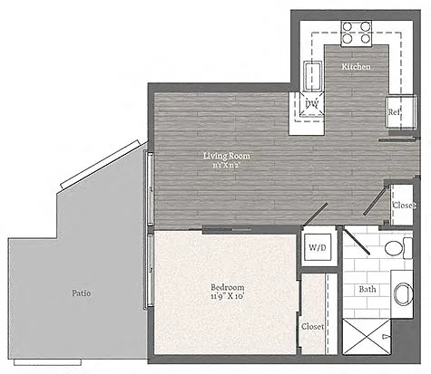 Floor plan Manor 1 BD 1 BA