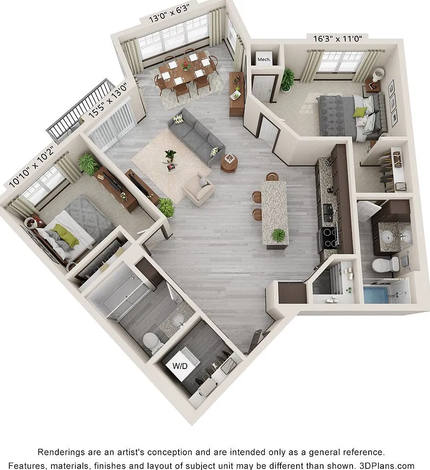 Large 2 Bdrm/2 Bath Apartment w/Huge Windows & Balcony — Photo 1