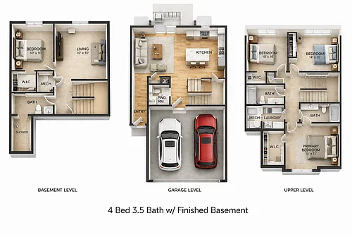 Floor plan 4 Bed 3.5 Bath w/ Finished Basement
