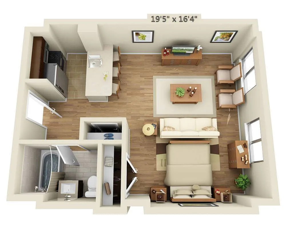 Floor plan Studio E1H-R