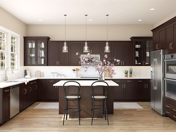 Pendant lighting over island