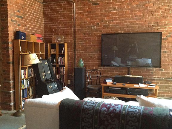 Living room large screen set up for movie watching (or reflection of picture taker ;-)