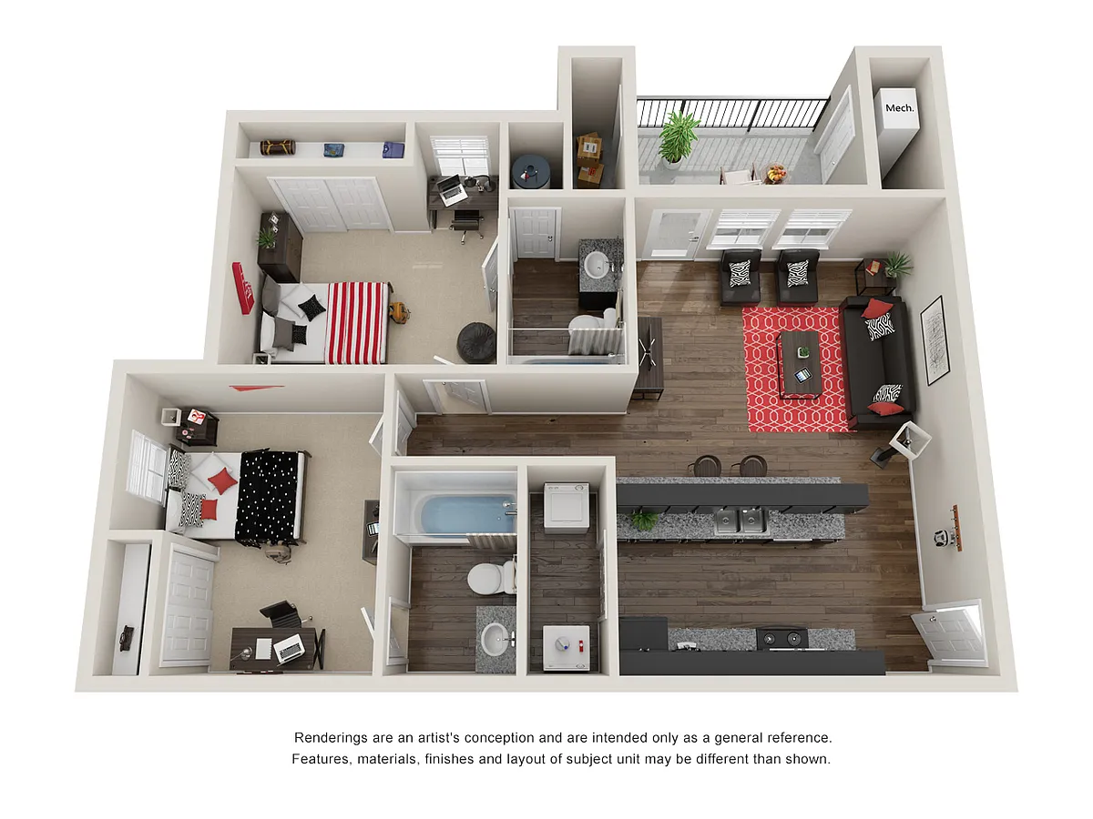 Floor plan 2 Bed 2 Bath Emerald