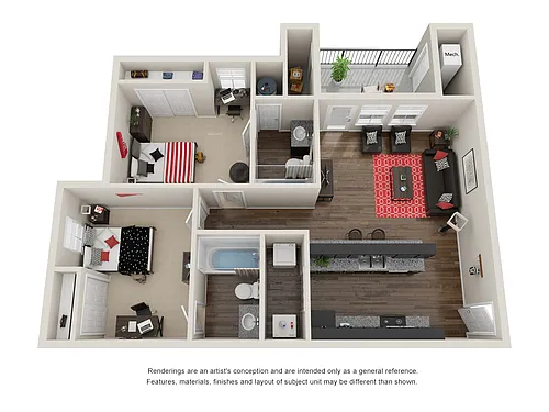 Floor plan 2 Bed 2 Bath Emerald