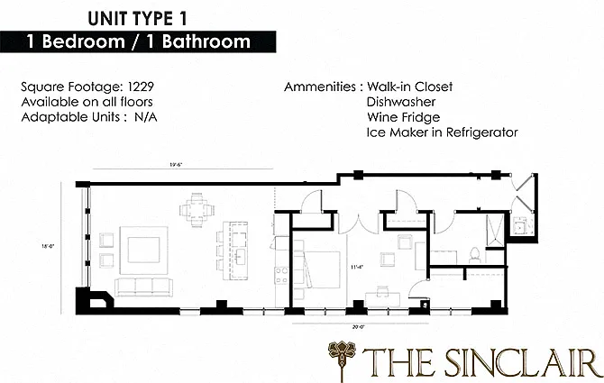 Floor plan 1 Bedroom 1 bathroom Floor Plan Type 1