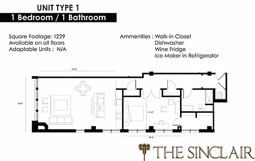 Floor plan 1 Bedroom 1 bathroom Floor Plan Type 1