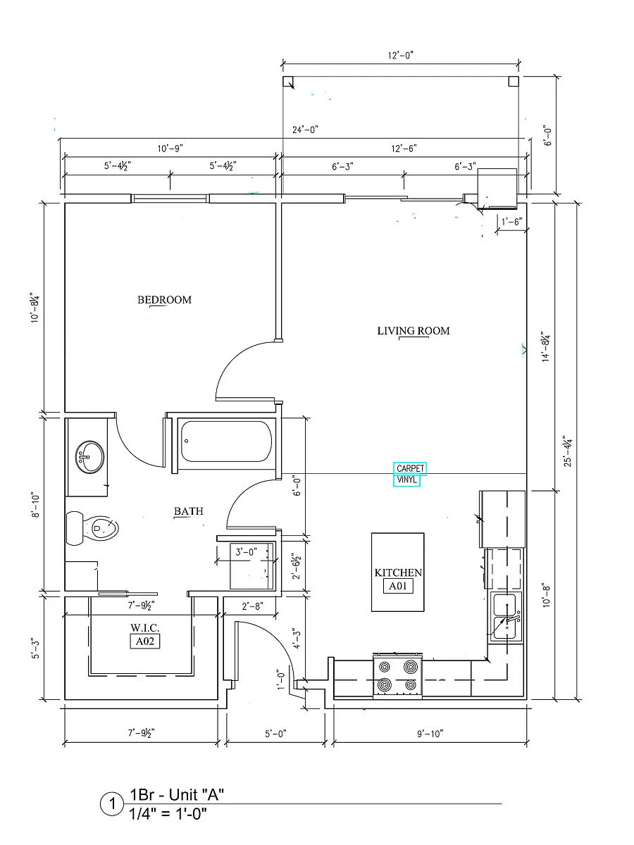 Floor plan Edgerton II - 1 Bedroom