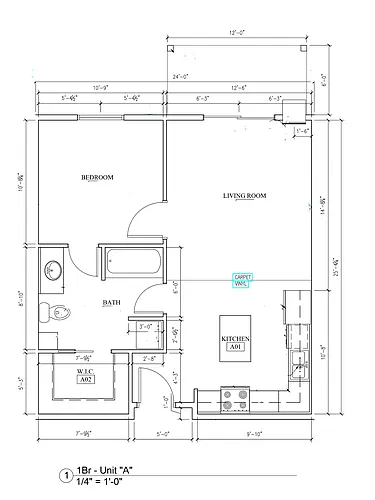 Floor plan Edgerton II - 1 Bedroom