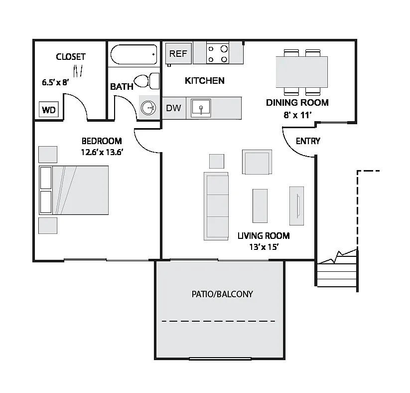 Floor plan 1 Bed/1 Bath-A