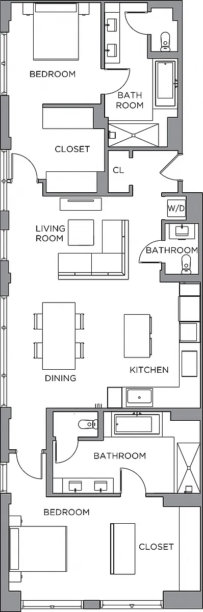 Floor plan 2 Bed/2 Bath-1800b