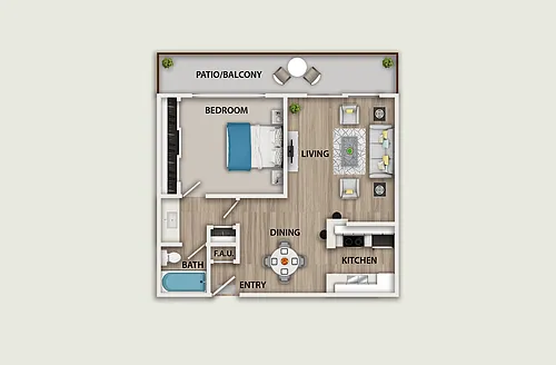 Floor plan 1 Bedroom, 1 Bath