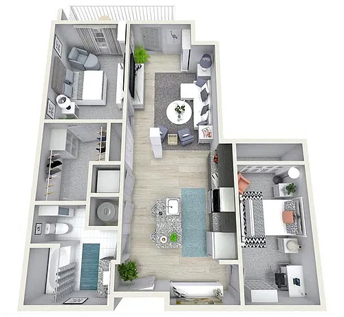 Floor plan 1 Bedroom 1 Bath 1067 sqft (R)