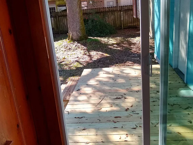 Sliding glass doors to deck