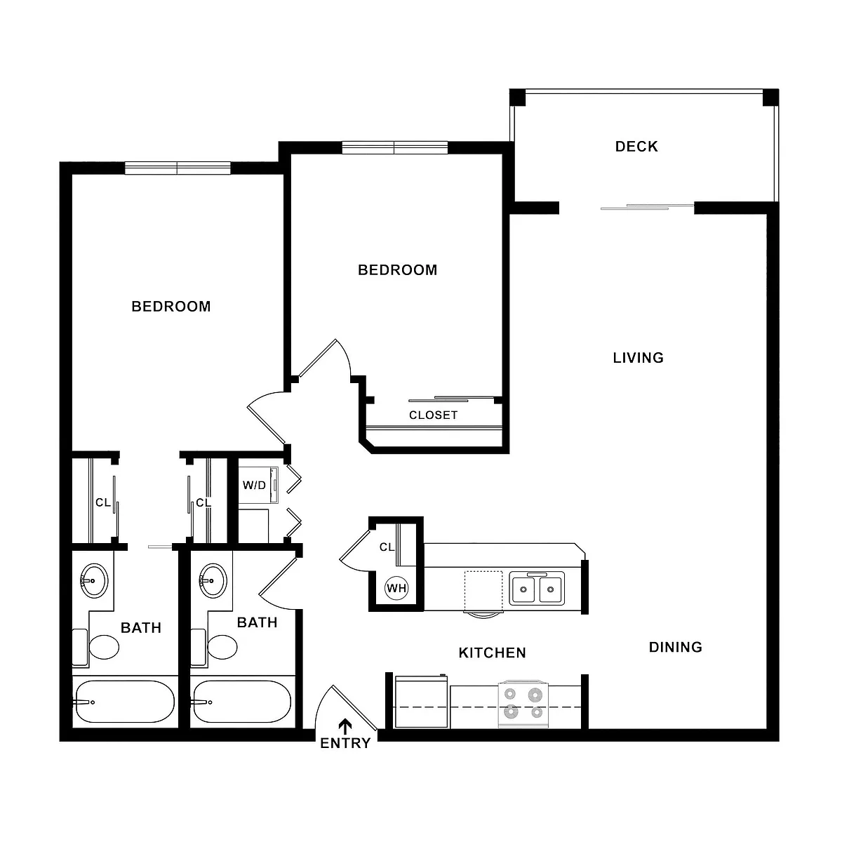 Floor plan Two Bedroom Two Bath