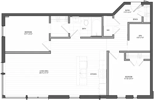 Floor plan 2 bed plus den