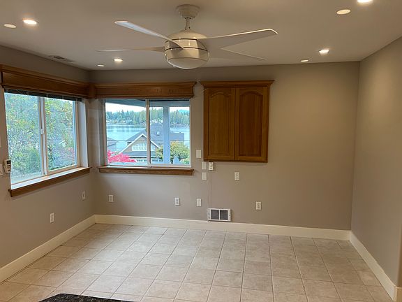 View of Martha Lake from kitchen and living room area.