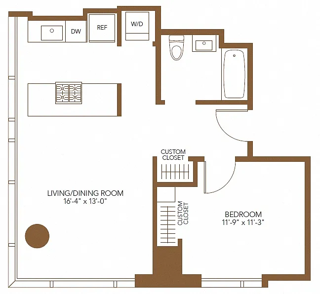 Floor plan 1 Bed 1 Bath