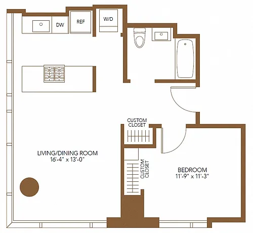 Floor plan 1 Bed 1 Bath