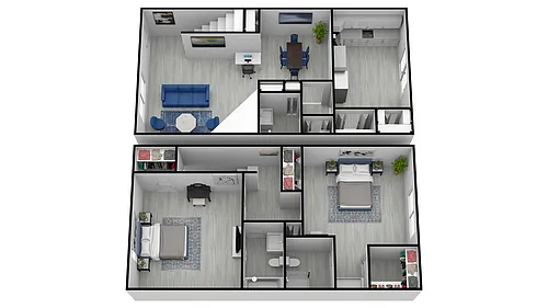 Floor plan II 2 Bed 2.5 Bath Townhome