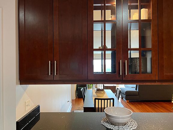 Custom cabinets with puck lights inside