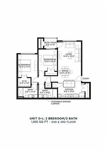 Floor plan Two Bedroom - D-L