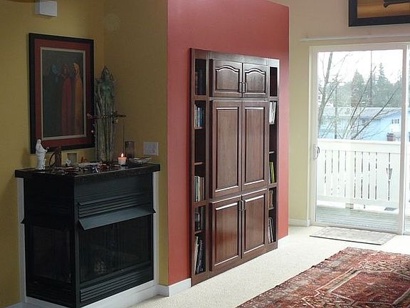 Built in Cherry Entertainment Center and fireplace