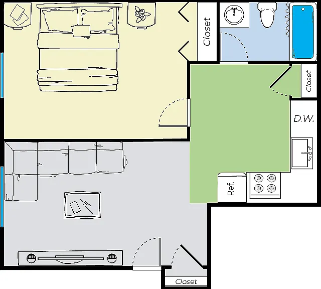 One Bedroom Floor PlLan One Bedroom Floor PlLan