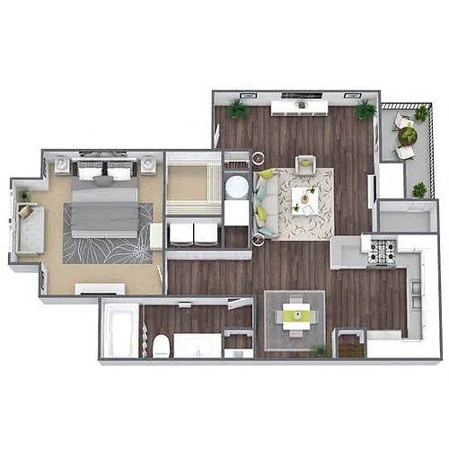 Floor plan A3: 1 Bed 1 Bath
