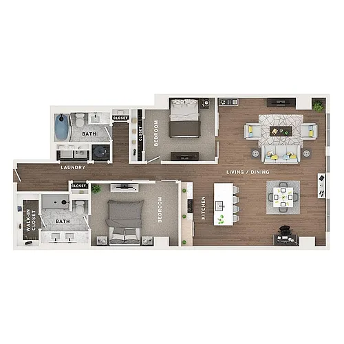 Floor plan 2BR/2BA - C10