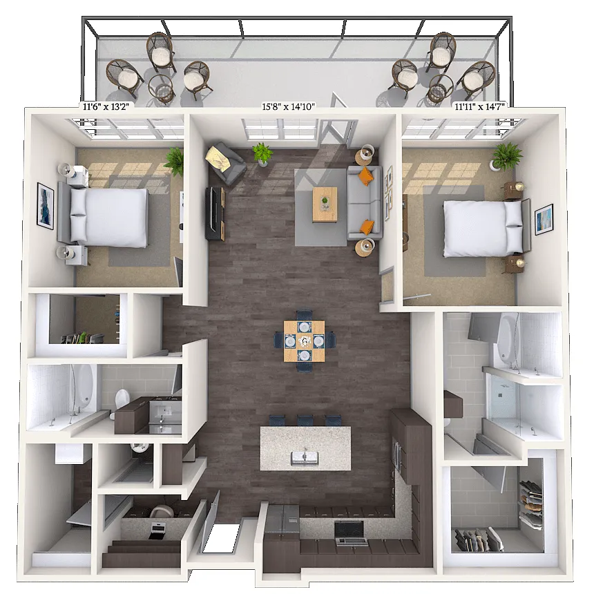 Floor plan Tradition 2x2 1414-1480 SF