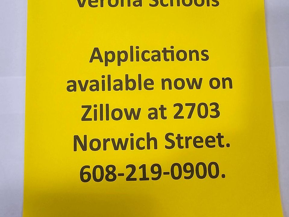 Fitchburg, Verona school district. Available now! Send me your email address for an application on Zillow.com